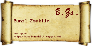 Bunzl Zsaklin névjegykártya